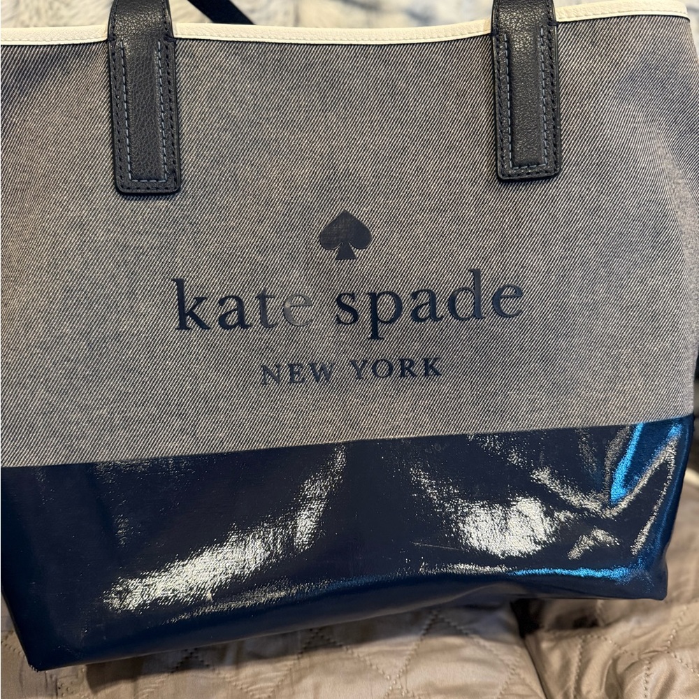 Kate Spade Navy Tote Bag with Leather Straps
